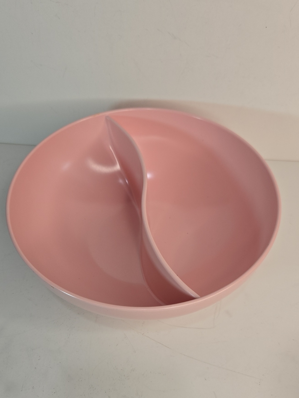 Two-Compartment Pink Serving Bowl - Brand Unknown